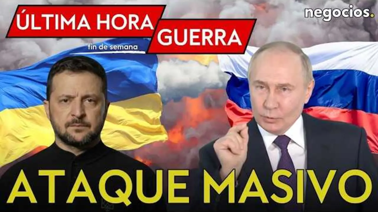 Imagen del ataque misil&iacute;stico sobre Kiev con fuego y humo visible en la ciudad bajo alerta m&aacute;xima.<br>                        <br>                        <br>                        <br>                      