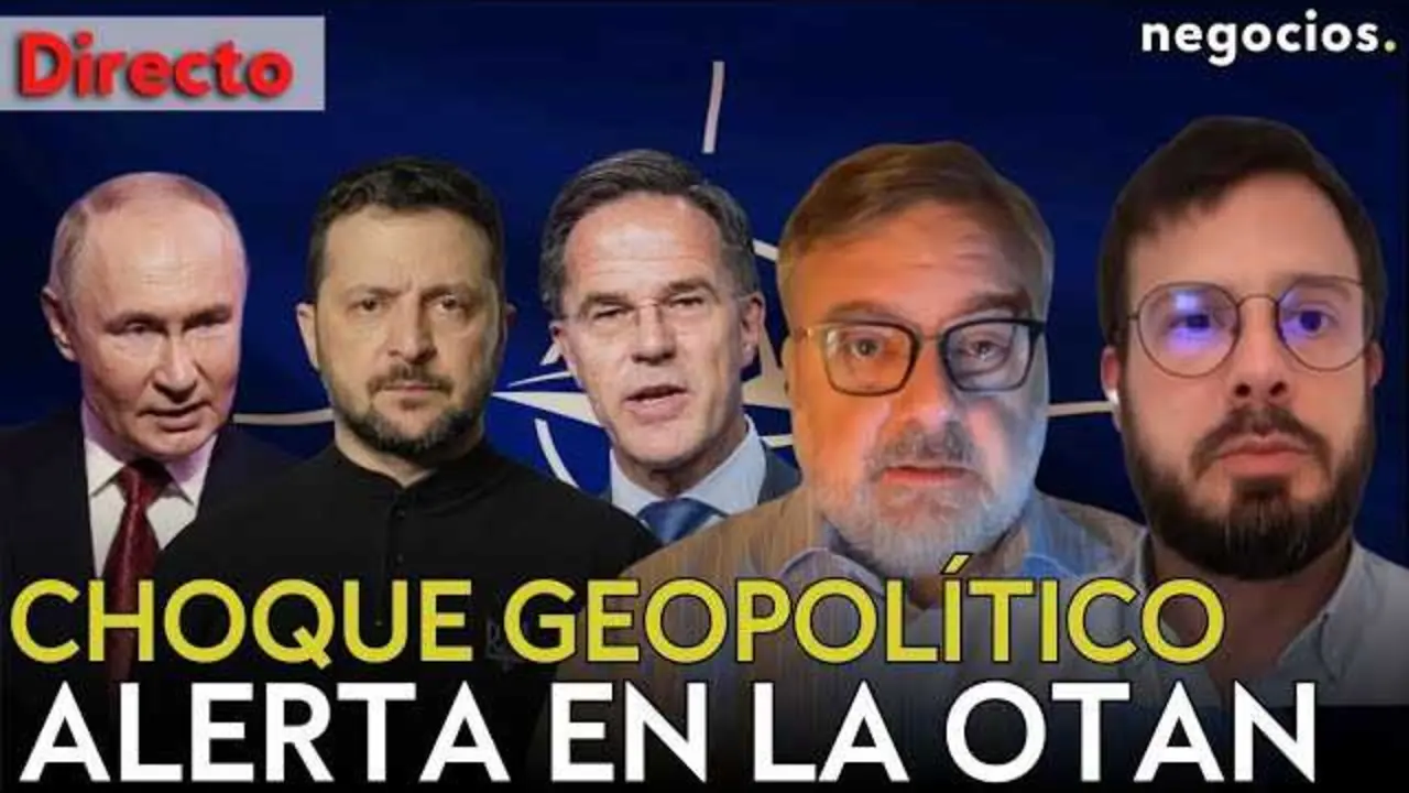 Captura de pantalla del v&iacute;deo de Negocios TV con an&aacute;lisis sobre el choque geopol&iacute;tico entre Trump, Ir&aacute;n, Israel y la OTAN.<br>                        <br>                        <br>                        <br>                      