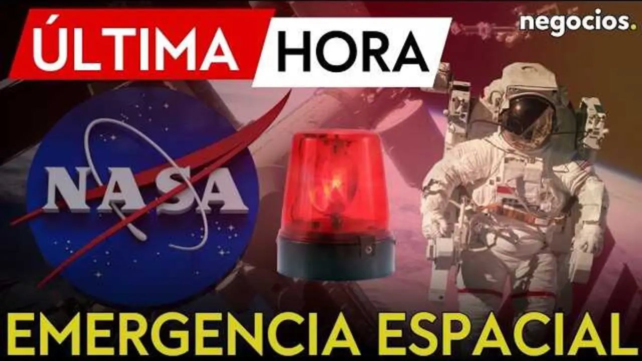 Astronauta en la Estaci&oacute;n Espacial Internacional con la Tierra de fondo, representando la alerta m&aacute;xima por fuga de aire detectada.<br>                        <br>                        <br>                        <br>                      