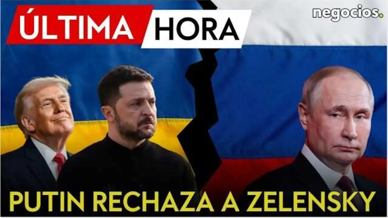 Vlad&iacute;mir Putin durante su intervenci&oacute;n en el Foro Econ&oacute;mico Internacional de San Petersburgo, donde manifest&oacute; su rechazo a reunirse con Volod&iacute;mir Zelensky.<br>                        <br>                        <br>                        <br>                      