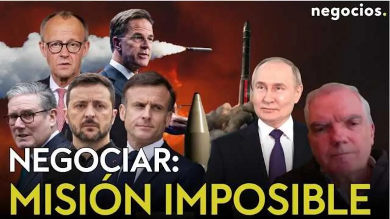 Captura de pantalla del v&iacute;deo en Negocios TV donde Adri&aacute;n Zelaia analiza las negociaciones entre Rusia y Ucrania en contexto geopol&iacute;tico.<br>                        <br>                        <br>                        <br>                      