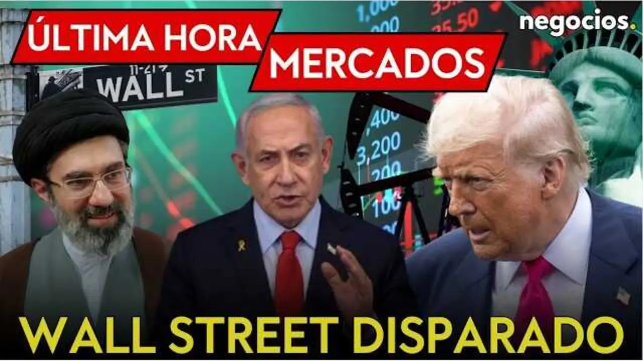 Gr&aacute;ficos burs&aacute;tiles en pantalla con im&aacute;genes de Donald Trump y petr&oacute;leo en el fondo<br>                        <br>                        <br>                        <br>                      
