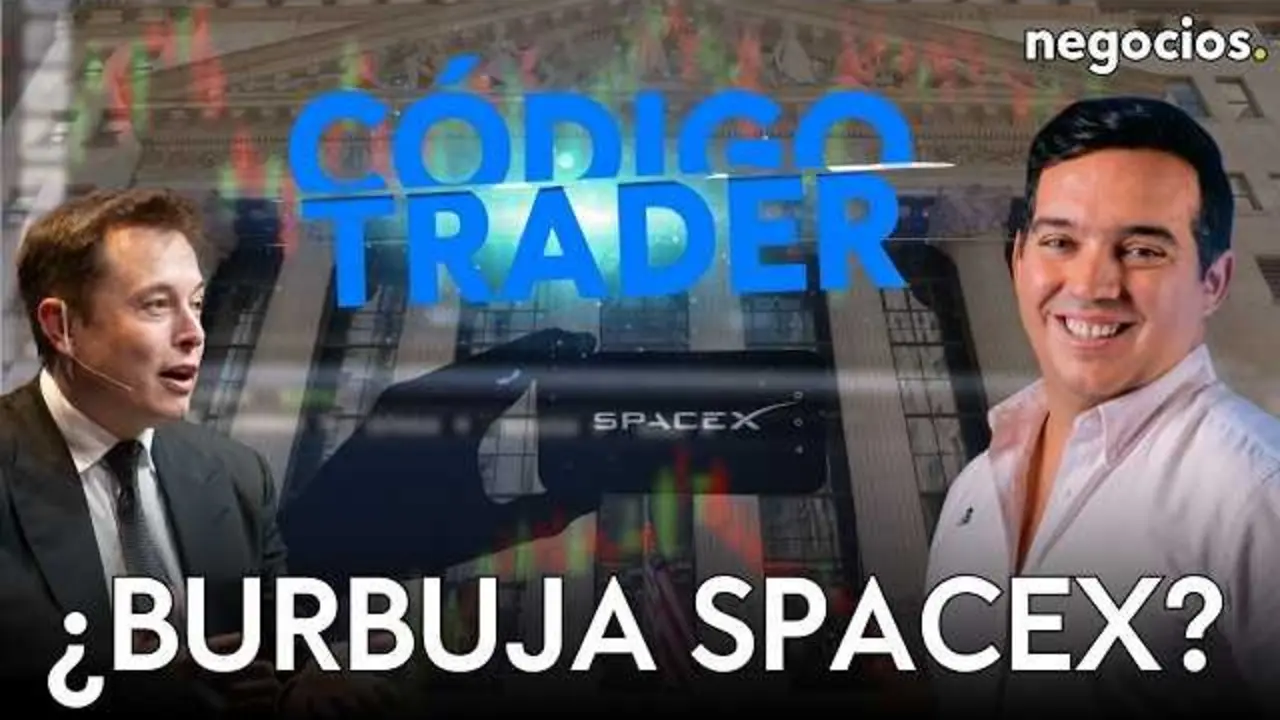 Miniatura del v&iacute;deo de Negocios TV que muestra el logo de SpaceX en un fondo oscuro, reflejando el foco en la compa&ntilde;&iacute;a y su impacto burs&aacute;til.<br>                        <br>                        <br>                        <br>                      
