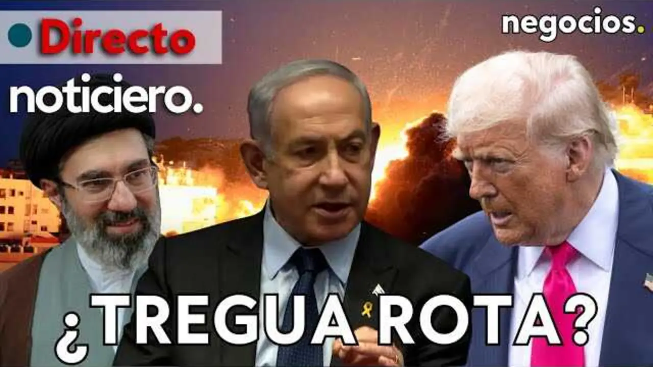 Captura del v&iacute;deo mostrando el logo de Negocios TV con gr&aacute;ficos sobre conflictos internacionales.<br>                        <br>                        <br>                        <br>                      