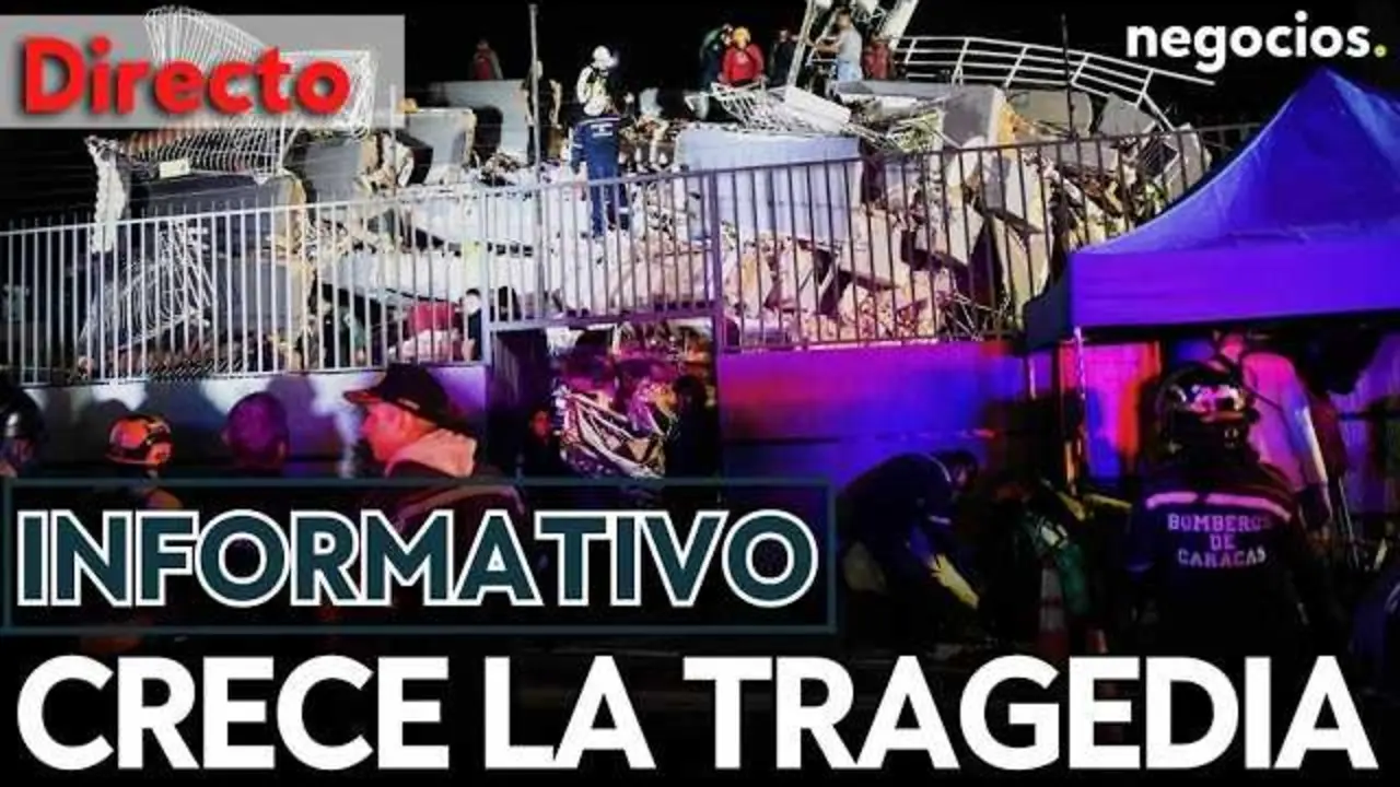 Imagen en vivo del canal Negocios TV mostrando el impacto del terremoto en Venezuela<br>                        <br>                        <br>                        <br>                      