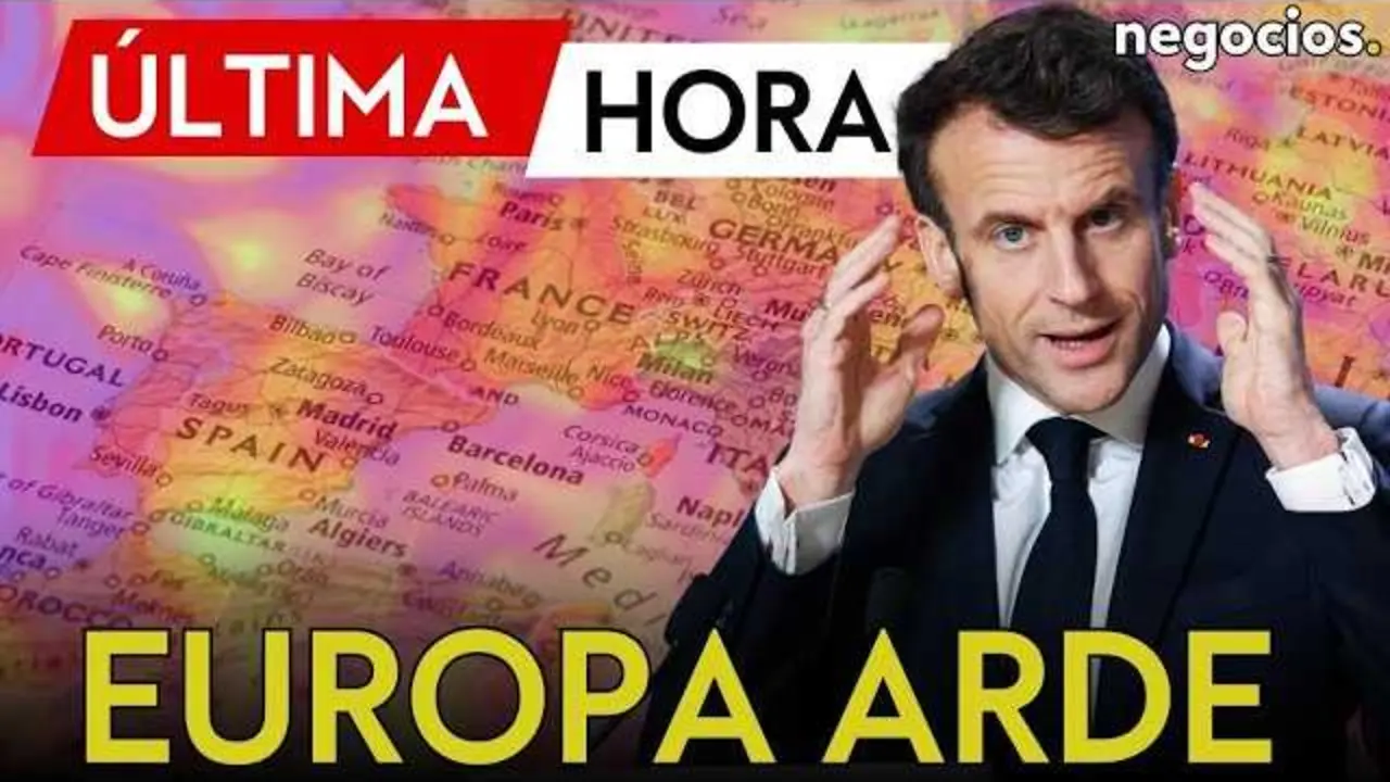 Mapa de Europa occidental mostrando las principales zonas afectadas por la ola de calor de junio 2026.<br>                        <br>                        <br>                        <br>                      