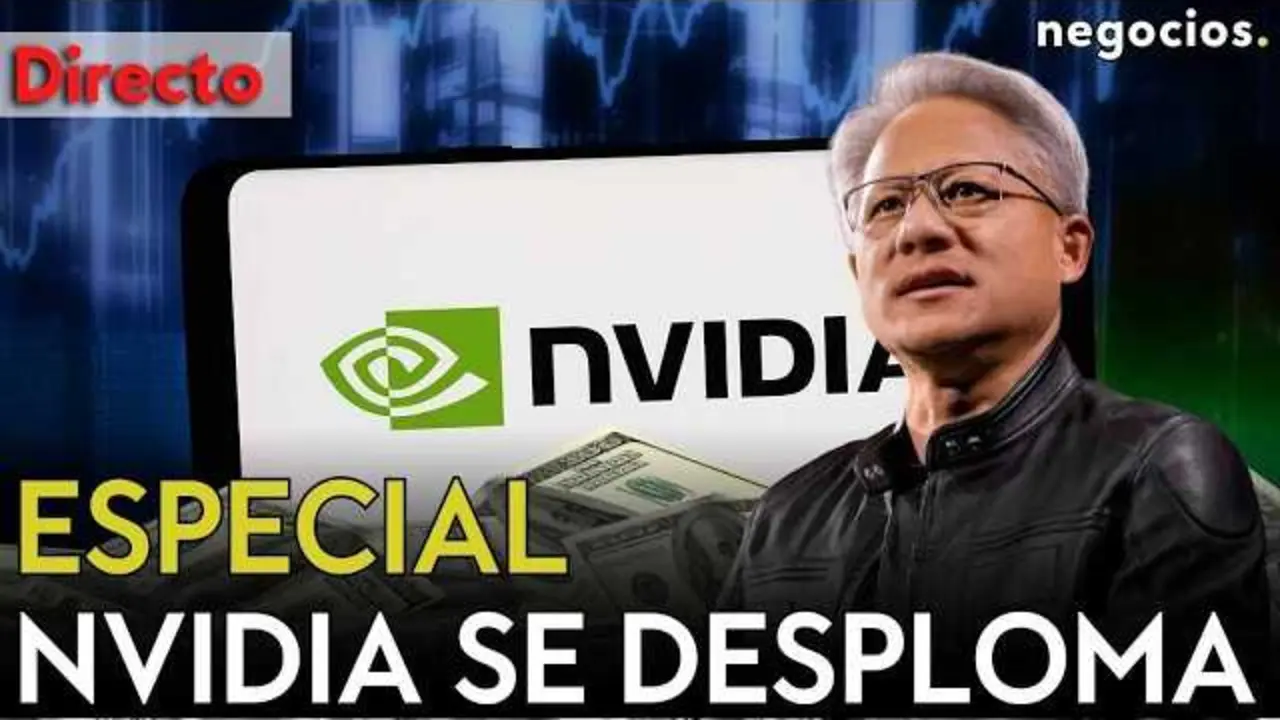 Gr&aacute;fica que muestra la evoluci&oacute;n en bolsa de Nvidia en los &uacute;ltimos a&ntilde;os, reflejando su ca&iacute;da reciente significativa.<br>                        <br>                        <br>                        <br>                      