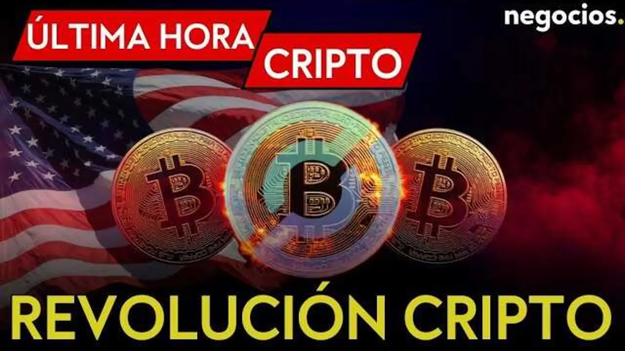 Gr&aacute;fico de Bitcoin con fondo de pantalla relacionado al v&iacute;deo de Negocios TV sobre la revoluci&oacute;n cripto en EEUU.<br>                        <br>                        <br>                        <br>                      