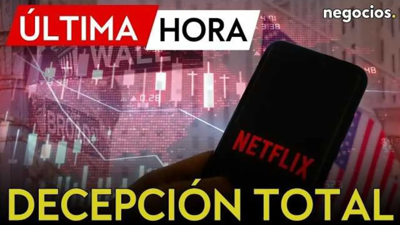 Gr&aacute;fica de ca&iacute;da en el valor de las acciones de Netflix tras la publicaci&oacute;n de resultados en Wall Street<br>                        <br>                        <br>                        <br>                      