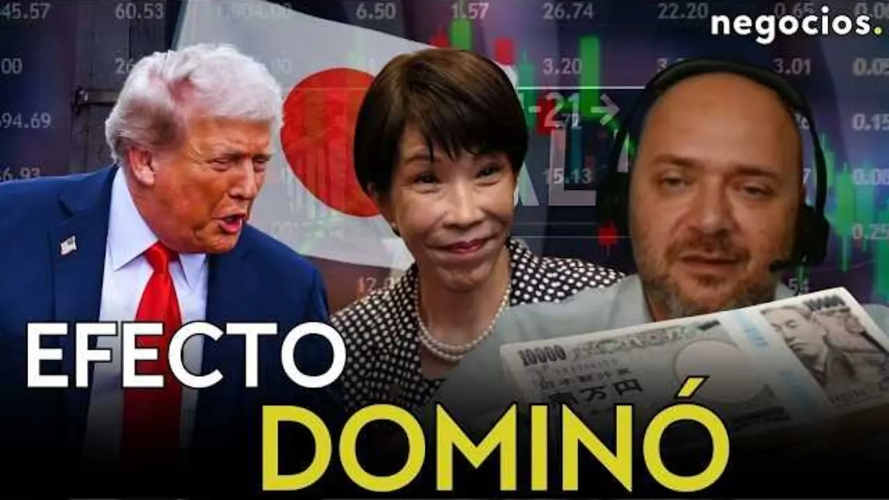 Gr&aacute;fico de tendencia descendente en el mercado tecnol&oacute;gico y seminconductor, con referencia a Jap&oacute;n y el Yen de fondo.<br>                        <br>                        <br>                        <br>                      