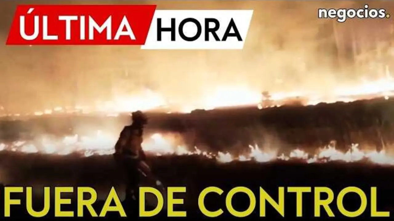 Imagen a&eacute;rea que muestra la humareda y extensi&oacute;n del incendio forestal en la Sierra Norte de Guadalajara.<br>                        <br>                        <br>                        <br>                      