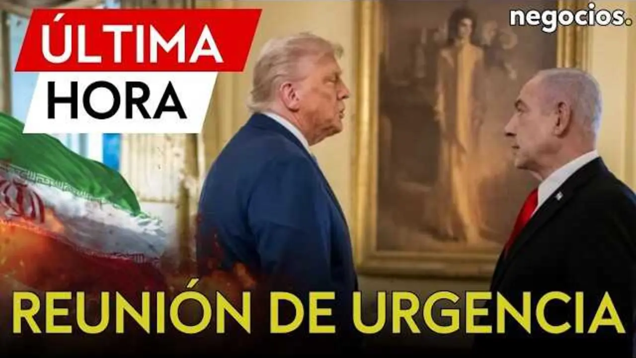Benjamin Netanyahu en conferencia, con bandera israel&iacute; al fondo, previo a su visita a la Casa Blanca para una cumbre urgente con Donald Trump.<br>                        <br>                        <br>                        <br>                      