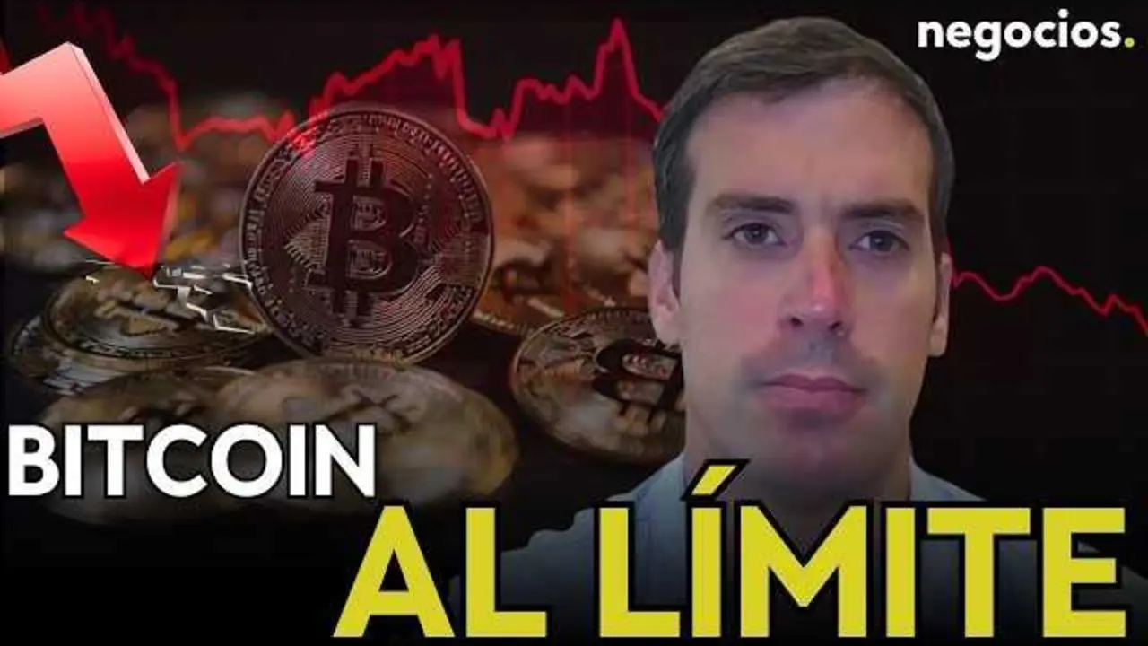 Gr&aacute;fico ilustrativo de Bitcoin con indicadores t&eacute;cnicos y fondo que sugiere incertidumbre pol&iacute;tica y econ&oacute;mica global.<br>                        <br>                        <br>                        <br>                      