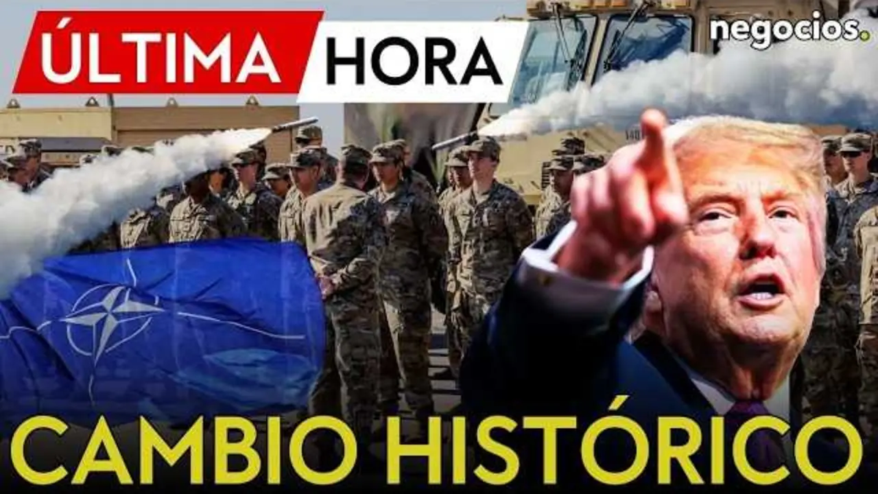 Captura de pantalla del v&iacute;deo de Negocios TV sobre el replanteamiento militar de EE.UU. en Europa y el impacto en la OTAN.<br>                        <br>                        <br>                        <br>                      