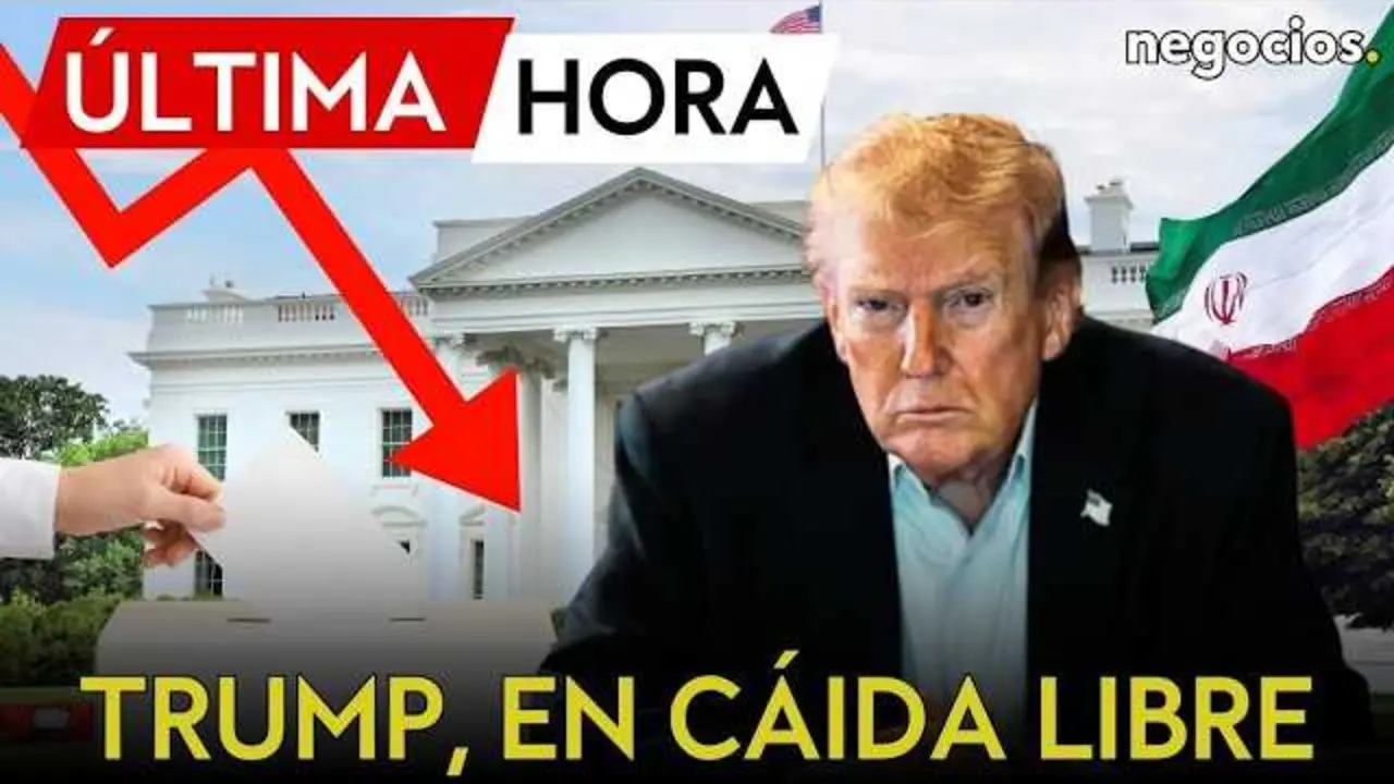 Imagen del presidente Donald Trump con gr&aacute;ficos que muestran la ca&iacute;da en su popularidad y el aumento del precio de la gasolina.<br>                        <br>                        <br>                        <br>                      
