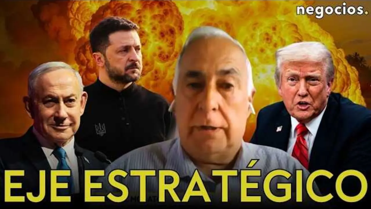 Miniatura del v&iacute;deo que muestra los rostros de Donald Trump, Benjamin Netanyahu y Volod&iacute;mir Zelensky, representando la alianza estrat&eacute;gica abordada en el an&aacute;lisis.<br>                        <br>                        <br>                        <br>                      