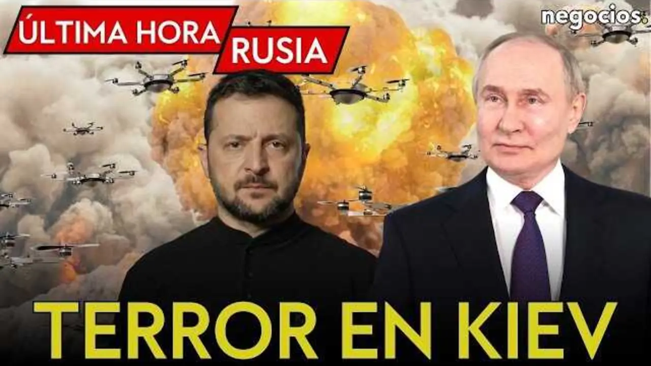 Imagen en alta definici&oacute;n del ataque a&eacute;reo registrado en Kiev y la respuesta defensiva ucraniana.<br>                        <br>                        <br>                        <br>                      