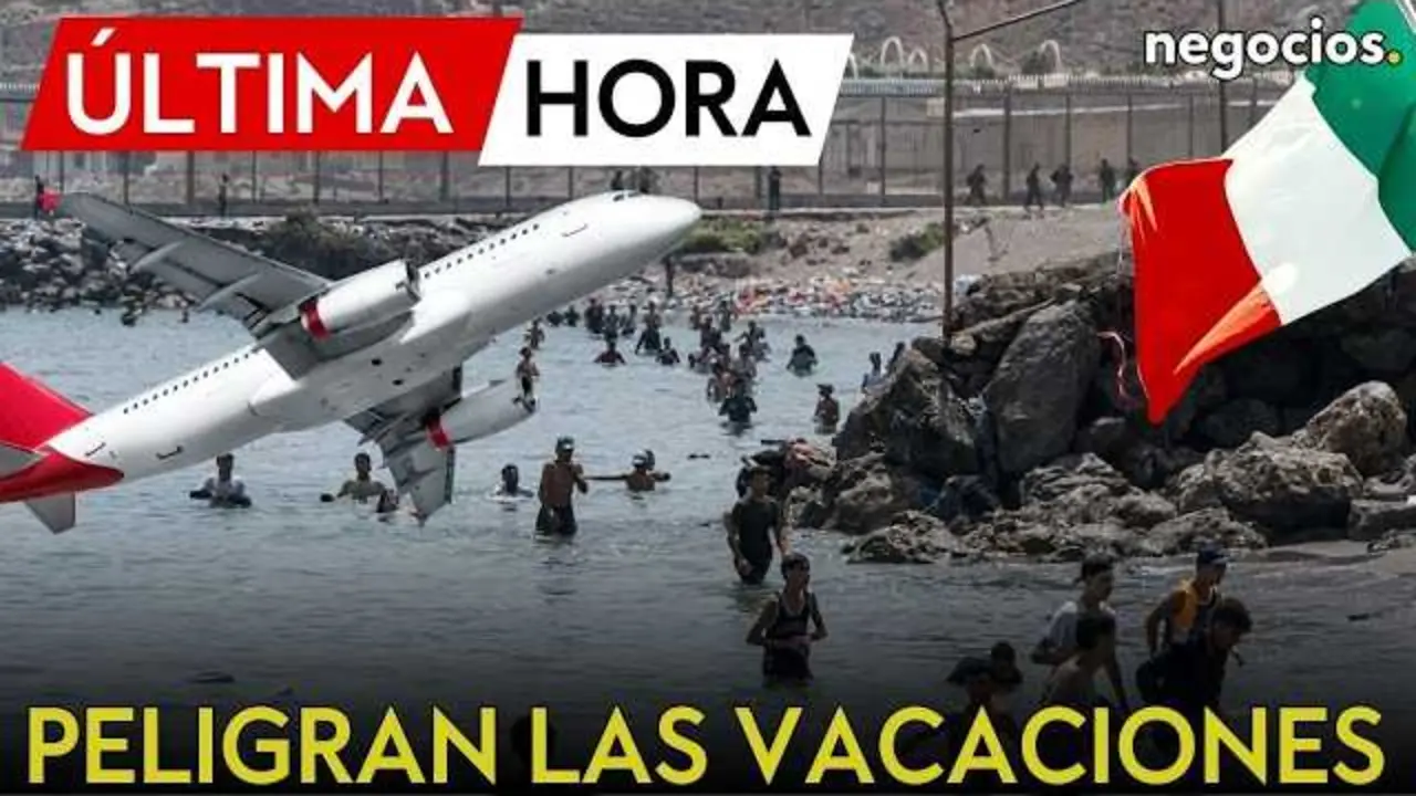 Vista panor&aacute;mica de frontera europea con controles y efectos visibles en el sector turismo, representada en tonos estivales con elementos de control migratorio.<br>                        <br>                        <br>                        <br>                      