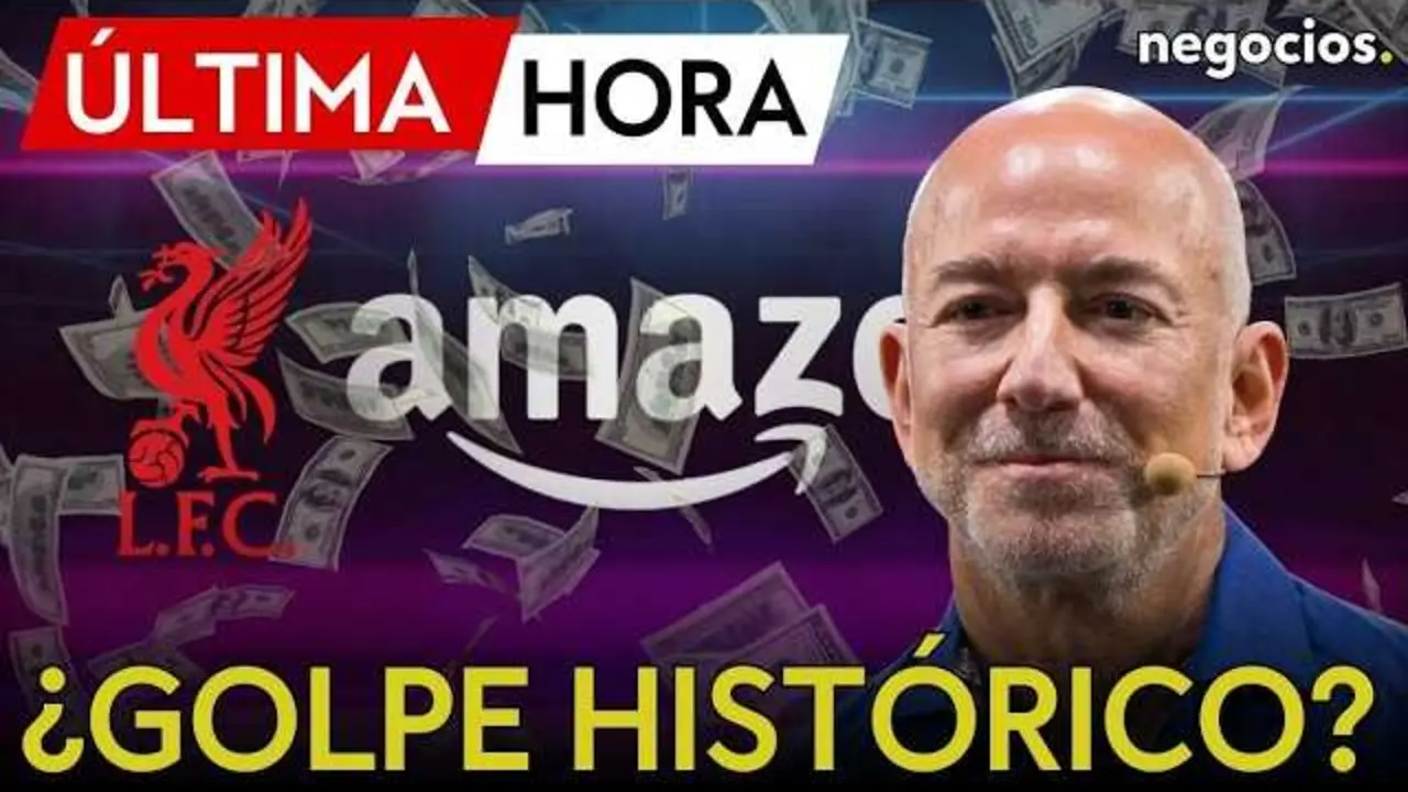 Imagen del Liverpool Football Club con sobreimpresi&oacute;n de Jeff Bezos y Eduardo Saverin, destacando la posible adquisici&oacute;n accionarial.<br>                        <br>                        <br>                        <br>                      