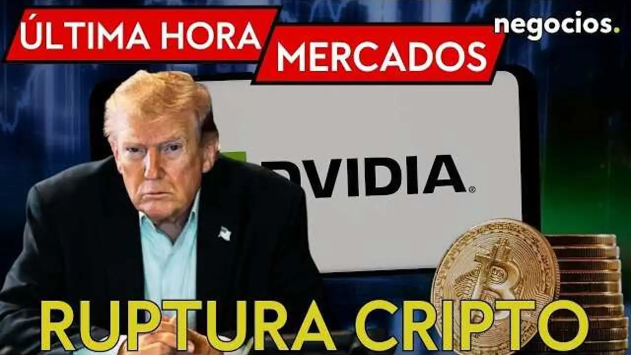 Miniatura del v&iacute;deo de Negocios TV mostrando un collage con gr&aacute;ficos financieros, logos de Nvidia, Tesla y Google, ilustrando las tem&aacute;ticas del episodio.<br>                        <br>                        <br>                        <br>                      
