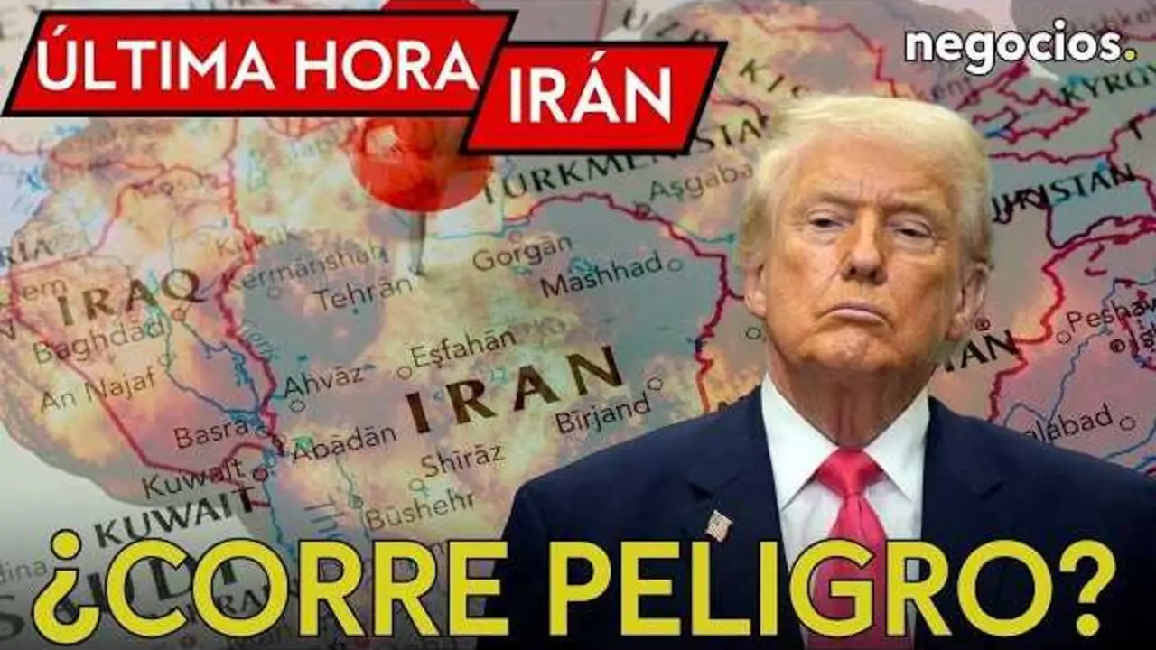 Imagen del canal Negocios TV con escena del avi&oacute;n presidencial y mapa del Estrecho de Ormuz.<br>                        <br>                        <br>                        <br>                      