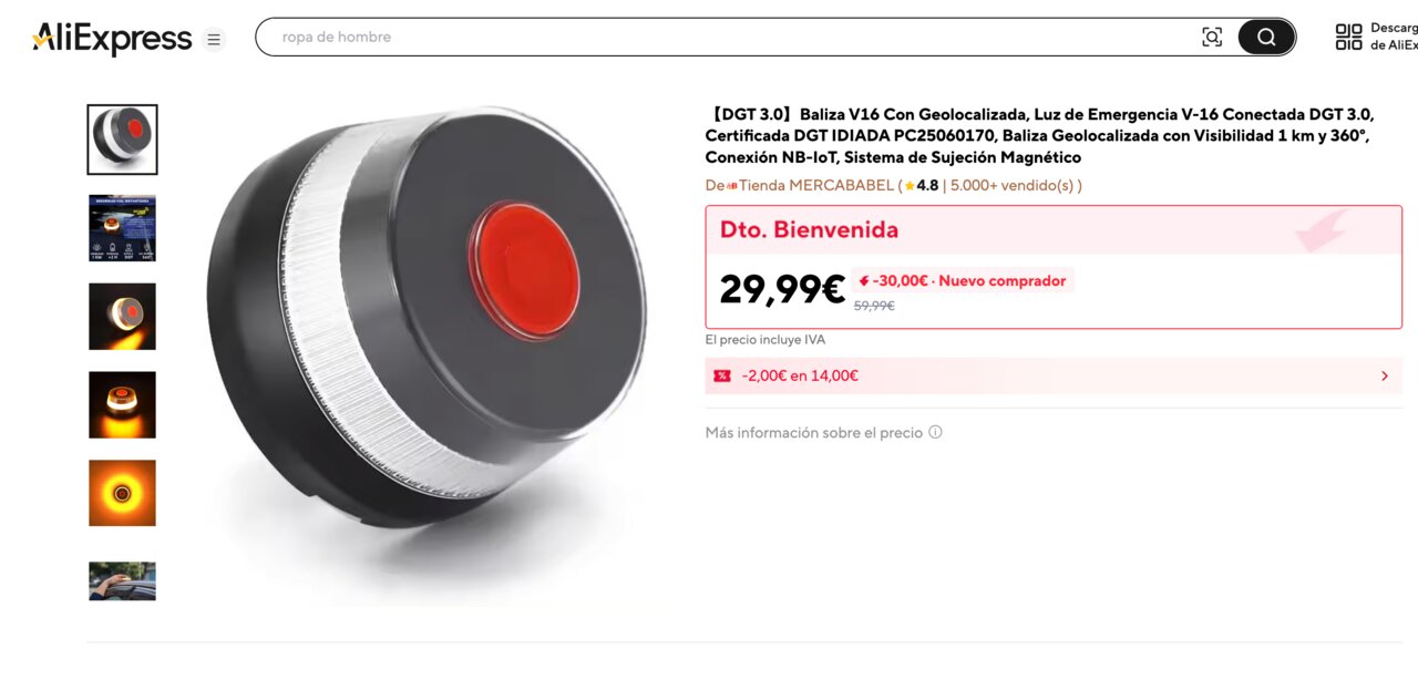 La baliza V-16 de Aliexpress