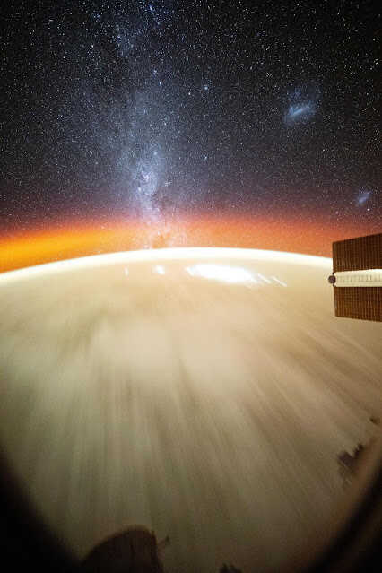 Expedition 72 flight engineer and NASA astronaut Don Pettit has captured spectacular views of a "starry night from an orbital palette". In this series of images, you can see the Earth's vibrant airglow, the Milky Way, and two neighboring galaxies—the Large Magellanic Cloud (LMC) and the Small Magellanic Cloud (SMC) visible in the Earth's southern hemisphere.