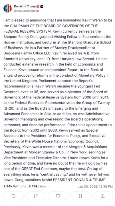 Publicación Donald Trump en su red social Truth Social